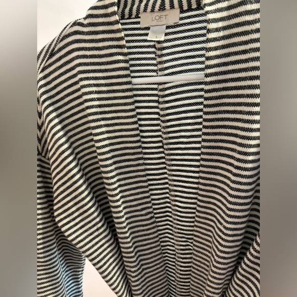 LOFT Lightweight Blazer L Striped Open-Front 3/4 Sleeve Women's - Picture 3 of 5